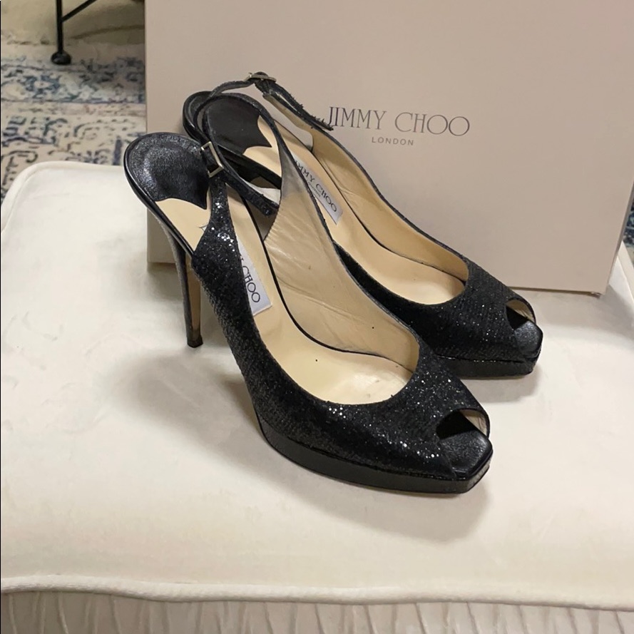 Jimmy Choo Glitter Peep Toe